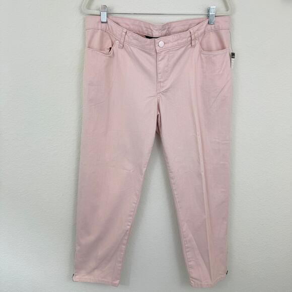 Norma Kamali Womens Cropped Jeans Pants Size 14 Casual Cotton Stretch Pink - Picture 1 of 8